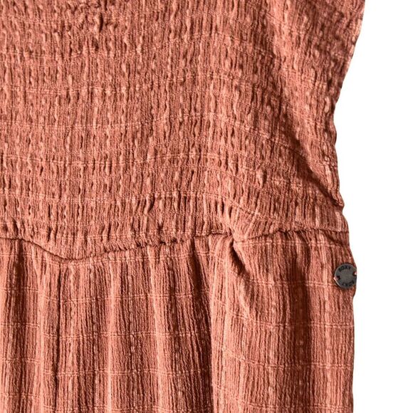 Roxy Adventure Bound Baked Clay Wide Leg Jumpsuit Size L Striped Linen Blend - Picture 5 of 6